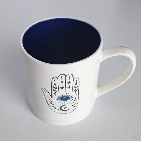 Stay Wild Moon Child Evil Eye Hamsa Hand White Blue Coffee Mug Tea Cup Celestial - Picture 2 of 7
